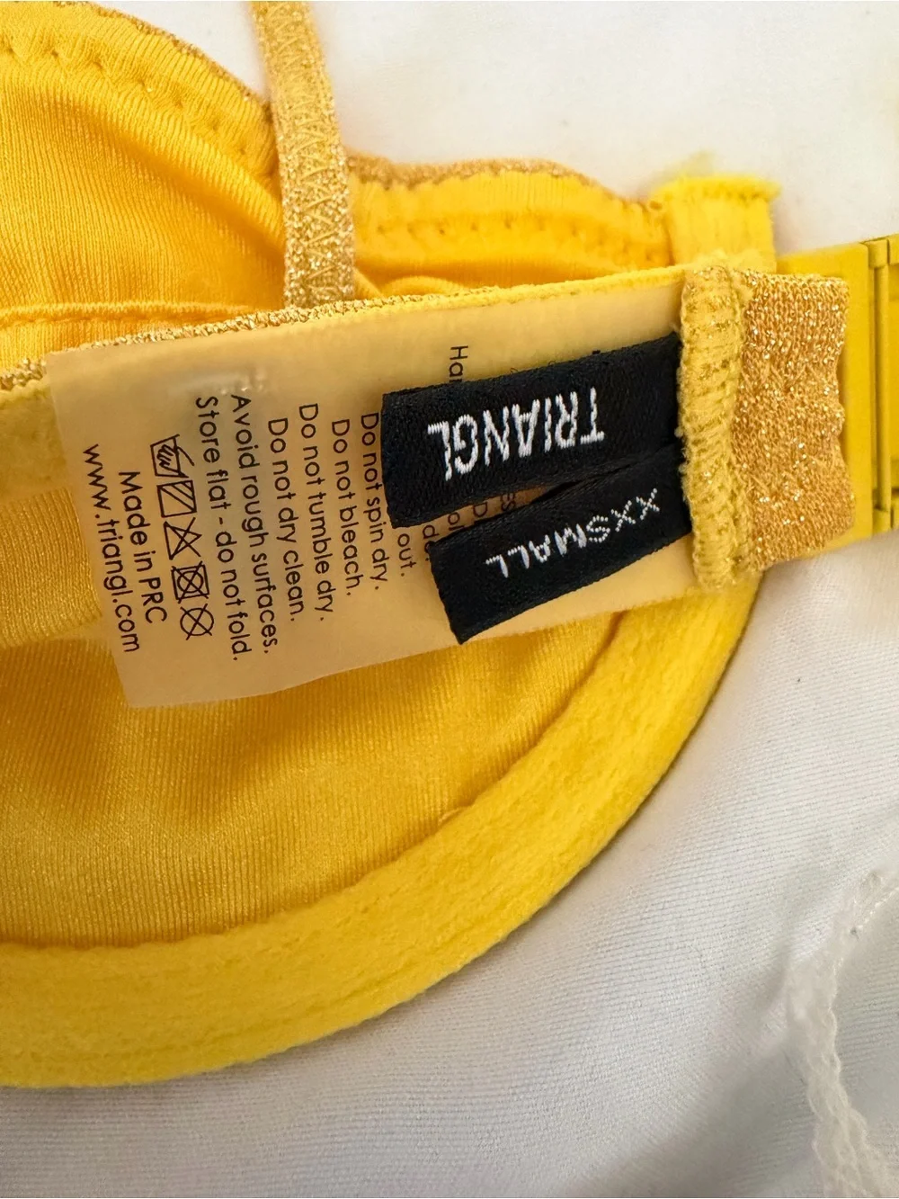 triangl swimwear Yellow Women's Jeans-Style Bikini Top